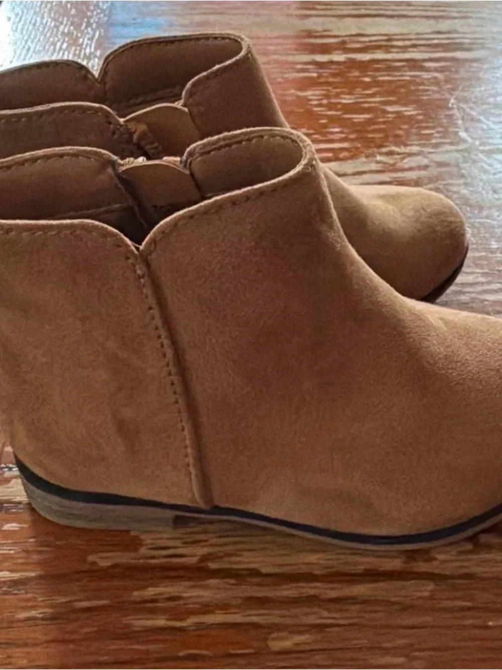 Kids Cat & Jack Tan Suede Ankle Booties - Stylish Zip Closure